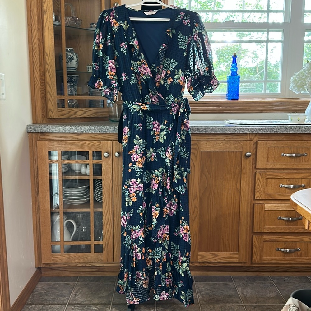 LC Lauren Conrad Navy Floral Midi Dress - XXL